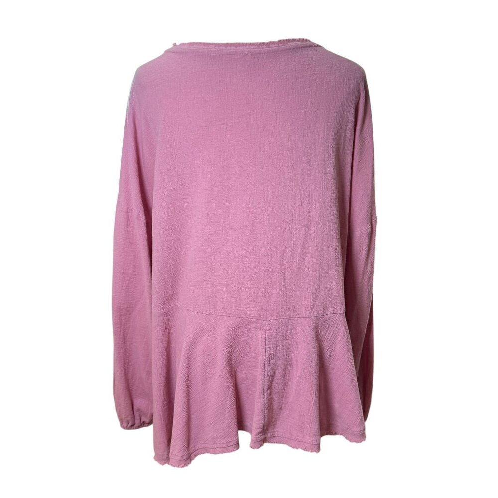 Free People Textured Peplum Hem Top in Dusty Rose Pink – Size M - Picture 3 of 9